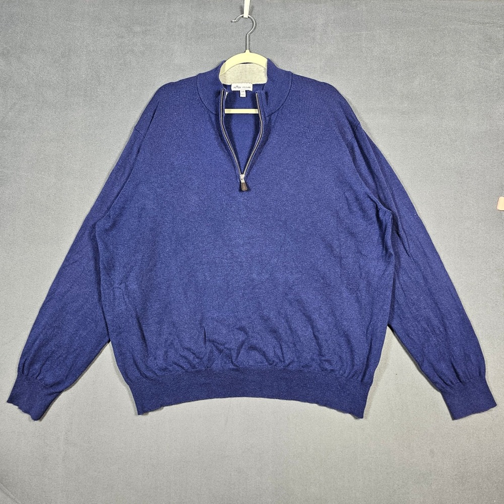 Peter Millar Quarter Zip Pullover Men XXL Blue Cotton Silk Cashmere MS20S01
